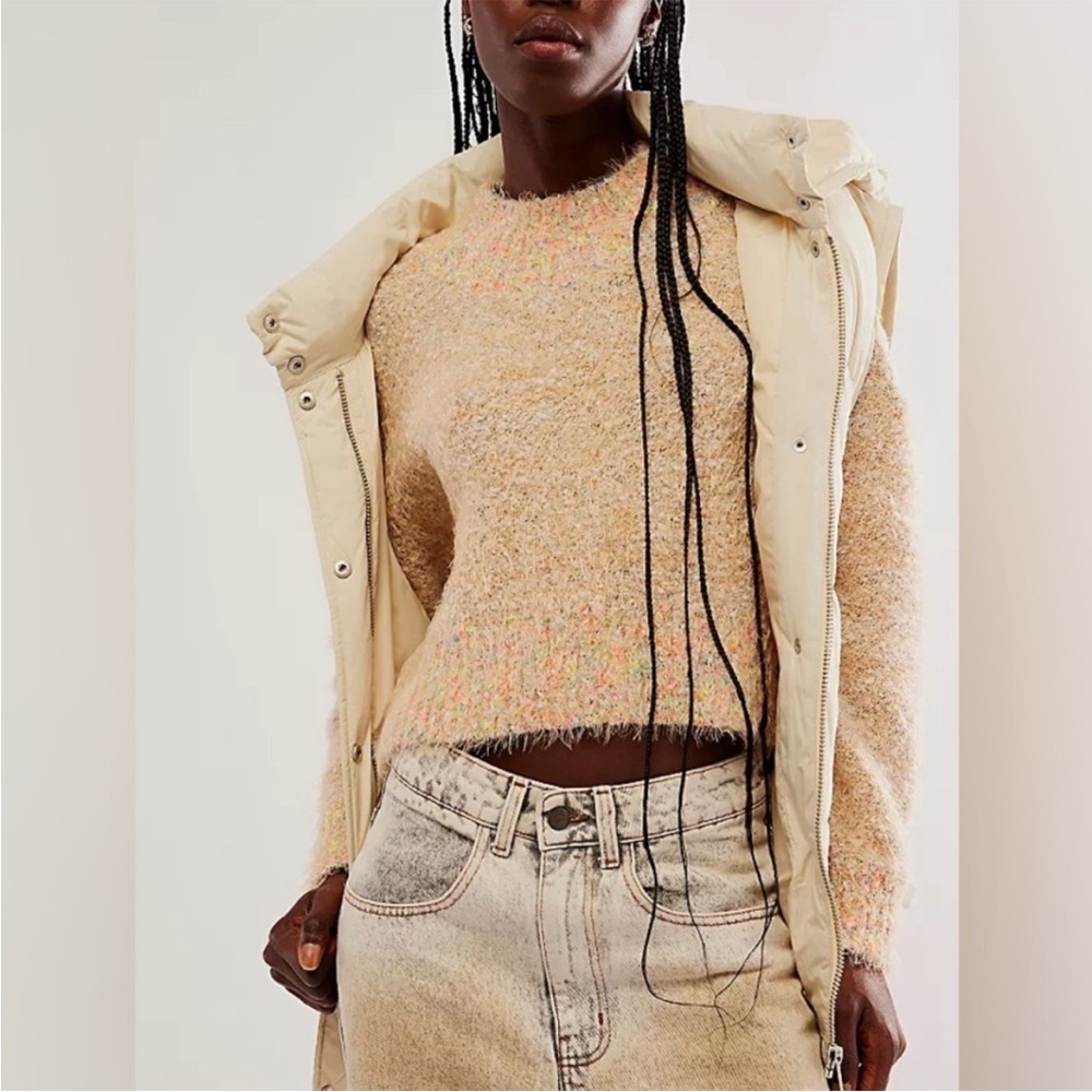 NWT Free People Stardust Pullover‎ in Conch Shell Combo Size M
